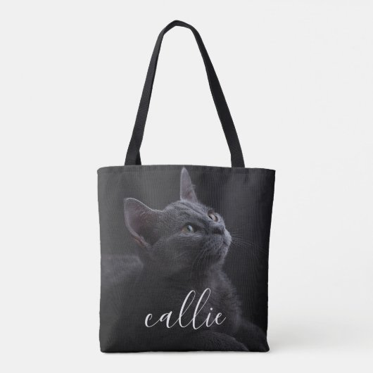 Pet Cat Fotonaam Tote Bag (Achterkant)
