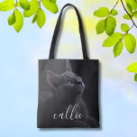 Pet Cat Fotonaam Tote Bag<br><div class="desc">Huisdier kat foto ontwerp.</div>