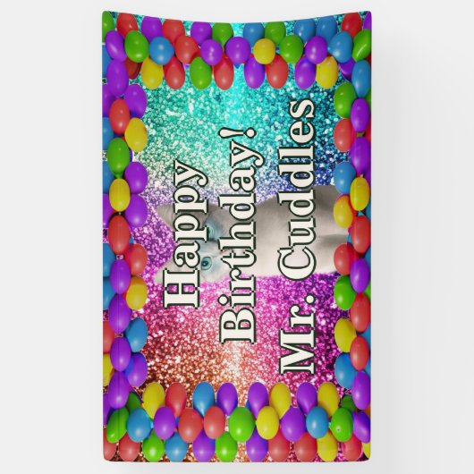 Pet Cat Gepersonaliseerde karakter verjaardag bann Spandoek (Verticaal)