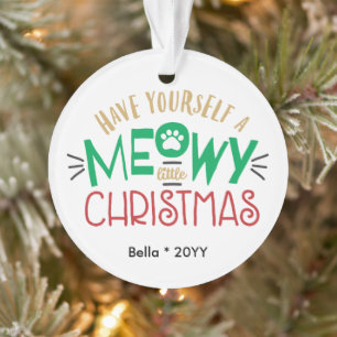 Pet Cat have Meowy Little Kerstcute Red Green Ornament