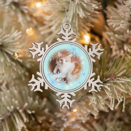 Pet Cat Kerst Blauw Goud Ornament (Boom)