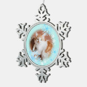 Pet Cat Kerst Blauw Goud Ornament (Rechts)