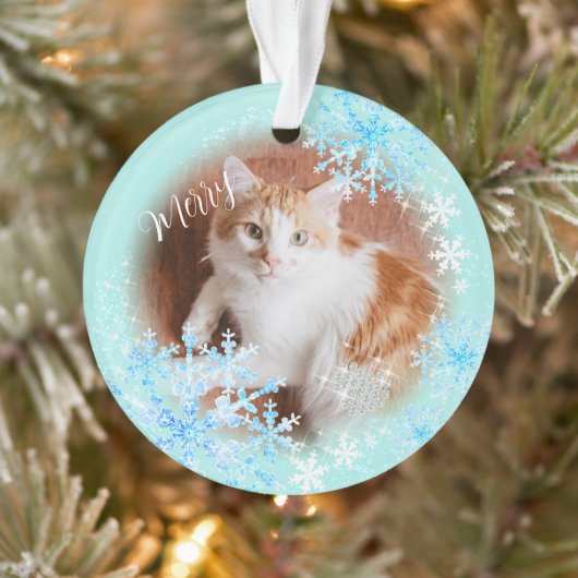 Pet Cat Kerst Blauw Ornament (Boom)