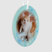 Pet Cat Kerst Blauw Ornament (voorkant)
