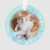 Pet Cat Kerst Blauw Ornament (voorkant)