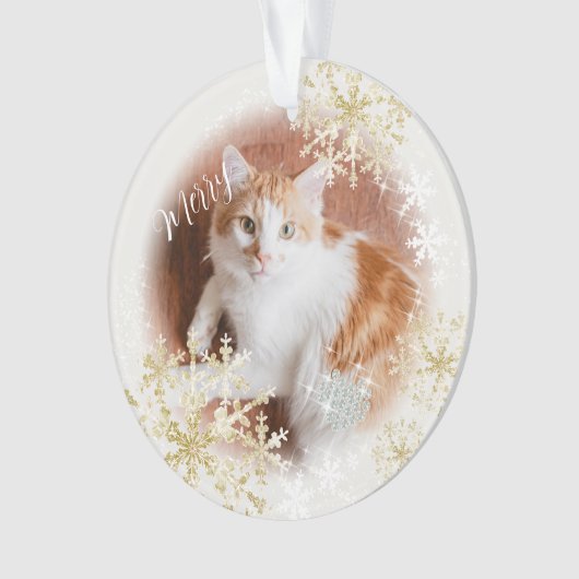 Pet Cat Kerst Wit Ornament (voorkant)