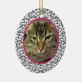 Pet Cat Memorial Chic Bloemenfoto Kerst Keramisch Ornament (Rechts)