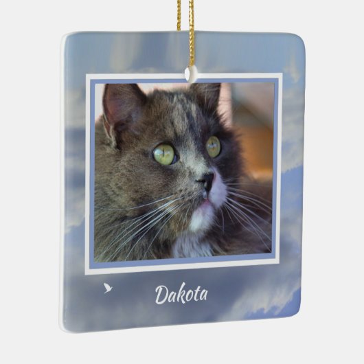 Pet Cat Memorial Custom Foto Spiritueel gedicht Keramisch Ornament (Rechts)