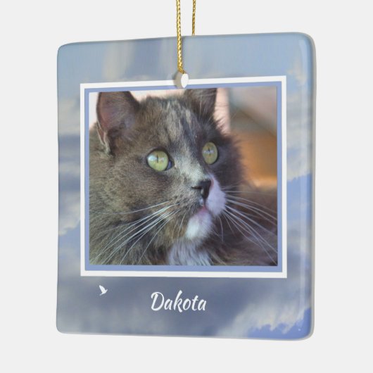 Pet Cat Memorial Custom Foto Spiritueel gedicht Keramisch Ornament (Links)