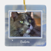 Pet Cat Memorial Custom Foto Spiritueel gedicht Keramisch Ornament (Voorkant)