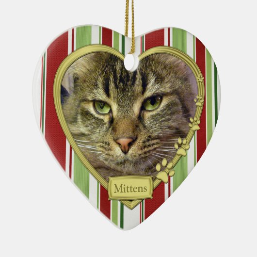 Pet Cat Memorial Foto Kerst Ornament - hart (Rechts)