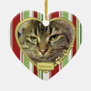 Pet Cat Memorial Foto Kerst Ornament - hart