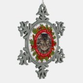Pet Cat Memorial Foto Kerstdennen koopt Holly Tin Sneeuwvlok Ornament (Links)