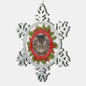 Pet Cat Memorial Foto Kerstdennen koopt Holly Tin Sneeuwvlok Ornament (Rechts)