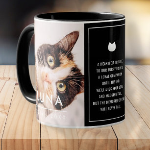 Pet Cat Memorial Moderne Herdenking Gedicht Foto Mok