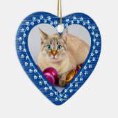 Pet Cat Memorial Paw Drukt Hart Kerstmis Keramisch Ornament (Rechts)