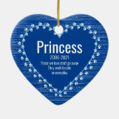 Pet Cat Memorial Paw Drukt Hart Kerstmis Keramisch Ornament (Achterkant)