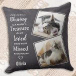 Pet Cat Memorial - Pet Sympathie Citaat Kat Pet Fo Kussen<br><div class="desc">Viel je beste vriend met een aangepaste kattenherdenkingspal. Dit is het perfecte geschenk voor jezelf, familie of vrienden om geliefde te eren. We hopen dat uw unieke kat fotokussen u vreugde, vrede en gelukkige herinneringen zal brengen. Het citaat " Uw leven was het Zieuwen, uw geheugen een Schat, u wordt...</div>