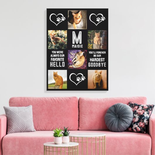 Pet Cat Memorial Photo Collage Canvas Afdruk (Insitu (Woonkamer))