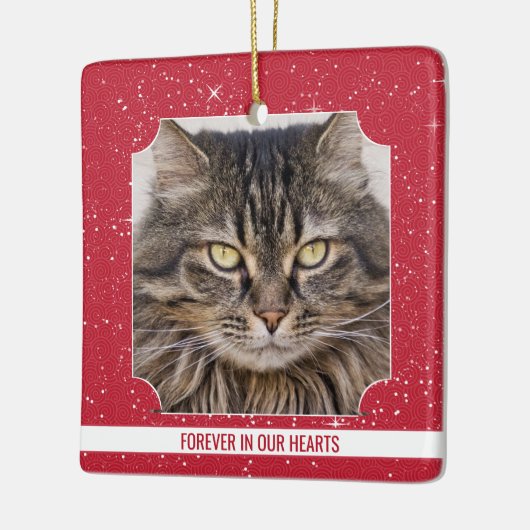 Pet Cat Memorial Red Snow Kerstmis Keramisch Ornament (Links)
