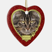 Pet Cat Memorial Rood Goud Hart Foto Kerstmis Keramisch Ornament (Rechts)