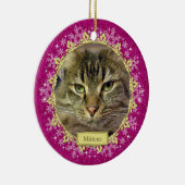 Pet Cat Memorial Roze Sneeuwvlok Foto Kerstmis Keramisch Ornament (Rechts)