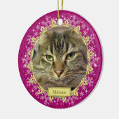 Pet Cat Memorial Roze Sneeuwvlok Foto Kerstmis Keramisch Ornament (Links)