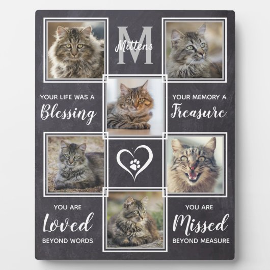 Pet Cat Memorial Unieke fotocollage Fotoplaat (Voorkant)