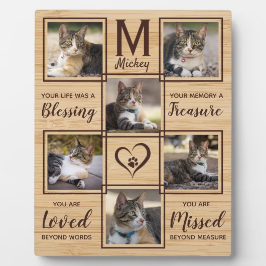 Pet Cat Memorial Unieke fotocollage Fotoplaat (Voorkant)