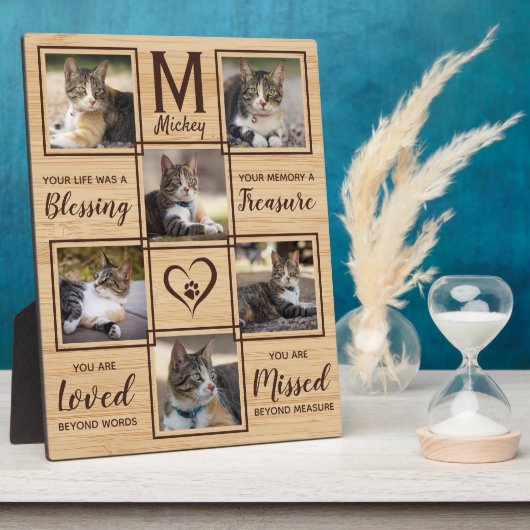 Pet Cat Memorial Unieke fotocollage Fotoplaat (Zijkant)