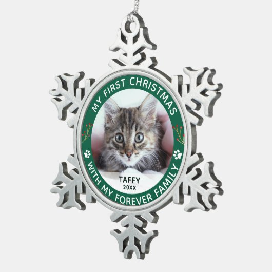 Pet Cat My First Christmas Custom Photo Ornament (Rechts)