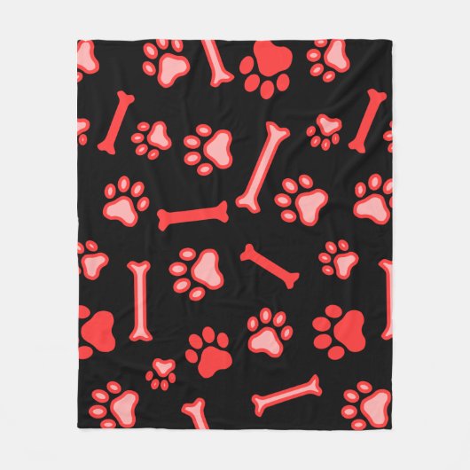 Pet - Cat or Dog Paw Footprint and Bone Pattern  Fleece Deken (Voorkant)
