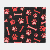 Pet - Cat or Dog Paw Footprint and Bone Pattern  Fleece Deken (Voorkant (Horizontaal))