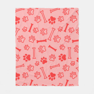 Pet - Cat or Dog Paw Footprint and Bone Pattern Fleece Deken