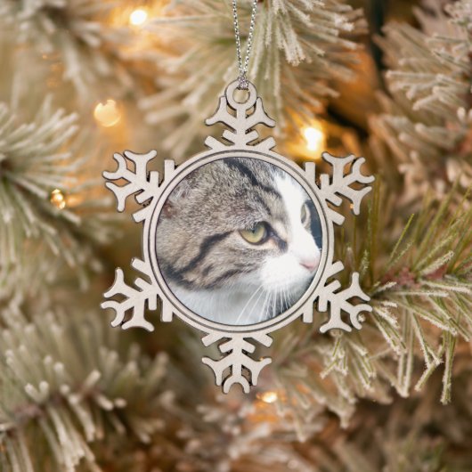 Pet cat-ornament met snowflake kerstboom tin sneeuwvlok ornament (Boom)