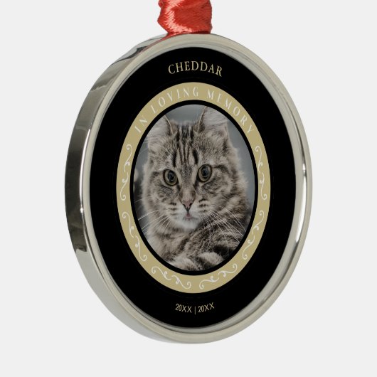 Pet Cat Photo Ornamental Herinnering geliefd Metalen Ornament (Rechts)
