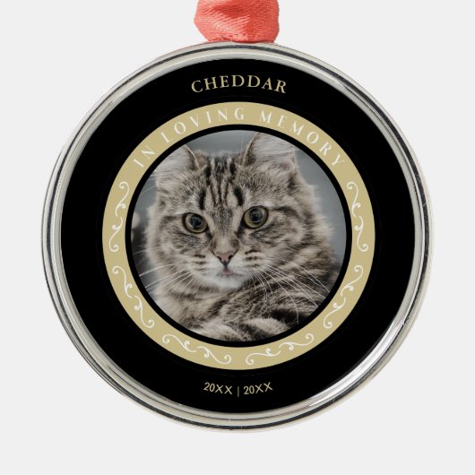 Pet Cat Photo Ornamental Herinnering geliefd Metalen Ornament (Voorkant)