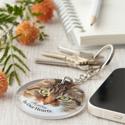 Pet Cat Photo Template Memorial Keepomwille  Sleutelhanger (Voorkant Rechts)