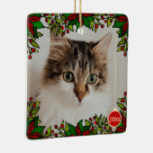 Pet Cat Poinsettia Year Ball Kerstversiering Keramisch Ornament (Rechts)