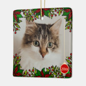 Pet Cat Poinsettia Year Ball Kerstversiering Keramisch Ornament (Links)
