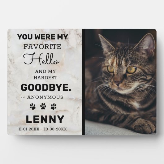 Pet Cat Quote Foto Memorial Marble Keepomwille Fotoplaat (voorkant)