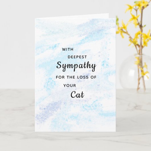 Pet Cat Sympathy Condoleances Painted Greeting Kaart (Gele Bloem)