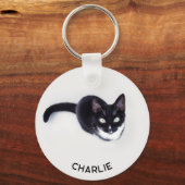 Pet Cat Two Photo Personalized Sleutelhanger (Voorkant)