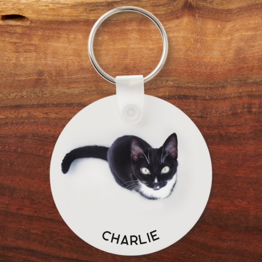 Pet Cat Two Photo Personalized Sleutelhanger (Voorkant)