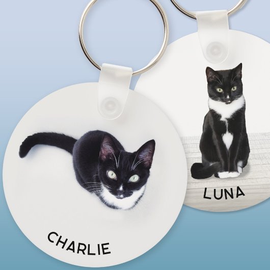 Pet Cat Two Photo Personalized Sleutelhanger