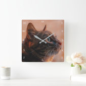Pet Cat Vierkante Klok (Huis)