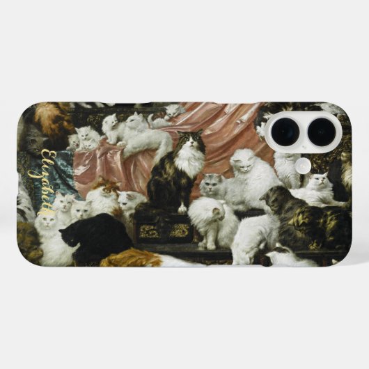 Pet Cats Kittens Animal Art Monogramed Case-Mate iPhone Case (Achterkant (horizontaal))