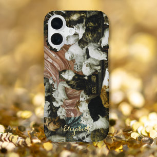 Pet Cats Kittens  Animal Art Monogramed iPhone 16 Hoesje