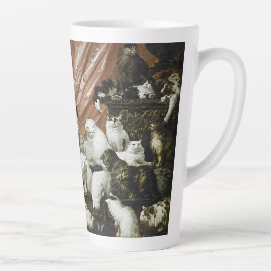 Pet Cats Kittens  Animal Art Monogramed Latte Mok (Rechts)