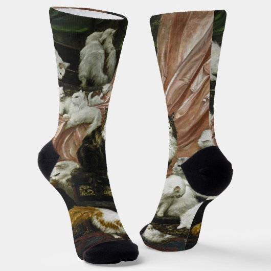 Pet Cats Kittens  Animal Art Monogramed Sokken (Gebogen)